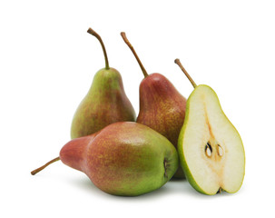 Ripe pears isolated on white