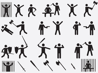 People with lethal weapons set illustration