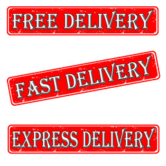 Set of stamps free, fast, express delivery vector illustration