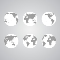 Set of globes, World Map Vector