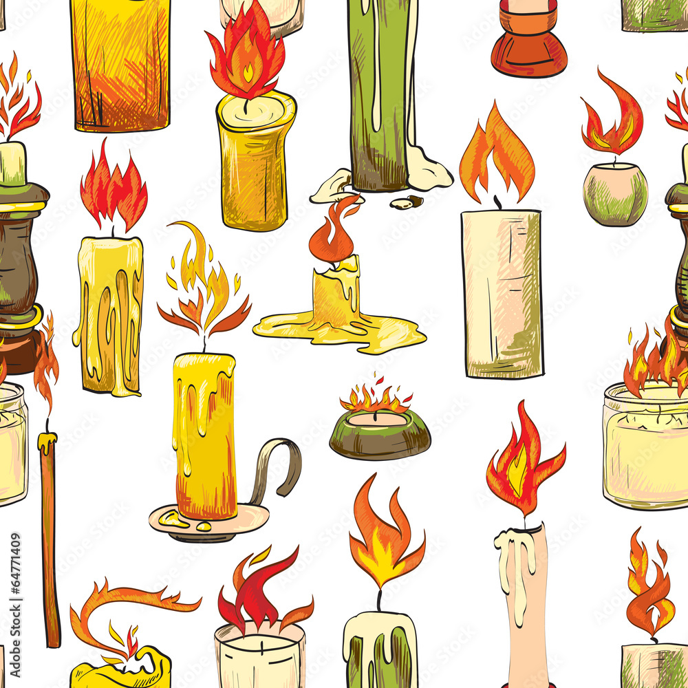 Canvas Prints candle sketch seamless pattern