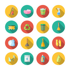 Cleaning Icons Flat Set