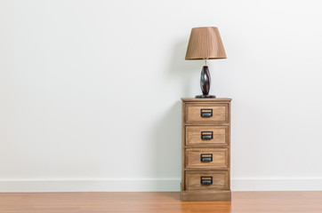 Lamp on bedside table