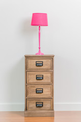 Lamp on bedside table