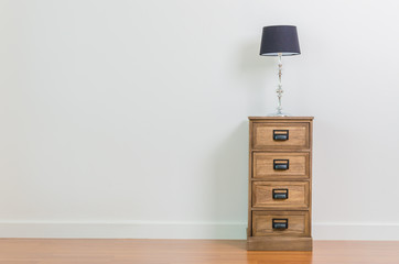 Lamp on bedside table