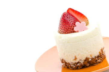 Strawberry cheesecake isolated on white background