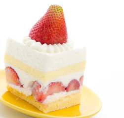 Strawberry cheesecake isolated on white background