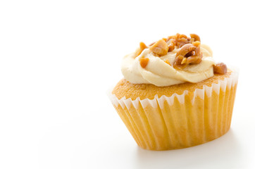 Nuts cupcake isolated on white background