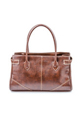 Woman leather bag isolated white background