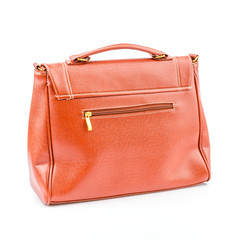 Woman leather bag isolated white background