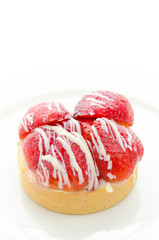 Strawberry tart isolated on white