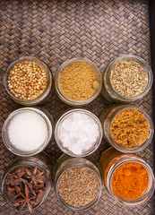 Sugar and Spices on a wicker background