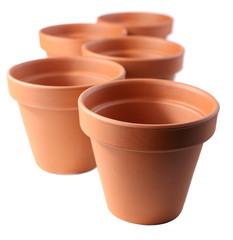 Clay flower pots, isolated on white