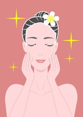 リゾートで美肌の女性