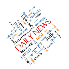 Daily News Word Cloud Concept Angled