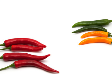 Bunte Chilis auf weiß