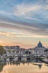 Ponte Sant'Angelo (Bridge of Hadrian) in Rome, Italy,