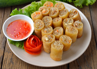 Fried Chinese Traditional Spring rolls food