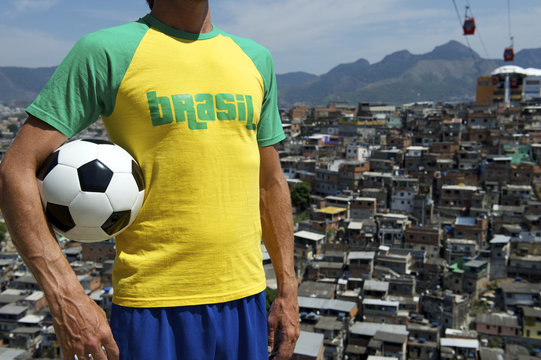 Brazilian Football Player Soccer Ball Rio Favela Slum