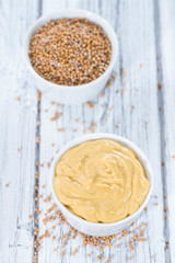 Mustard in a small bowl