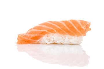 Sushi sashimi with salmon - isolated - obrazy, fototapety, plakaty