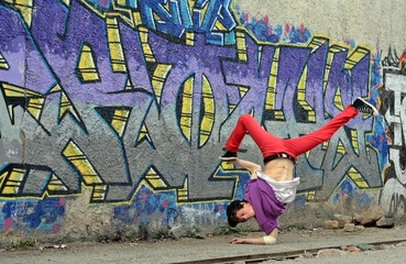 Teenager dancing on the street