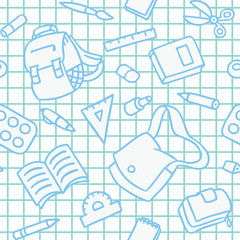 School pattern with education supplies