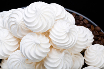 French vanilla meringue cookies and  coffee beans
