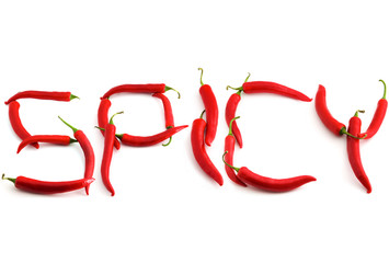 Spicy Schriftzug aus Chilis