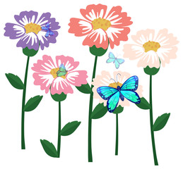 Blooming flower with butterflies