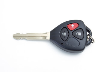 Car remote key on white background