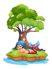 A mermaid near the treehouse