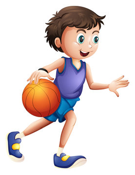 An energetic young man playing basketball