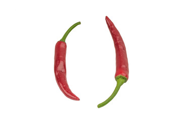 Red chilli peppers isolated on white