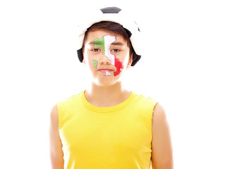 boy with italian flag & map painted on his face