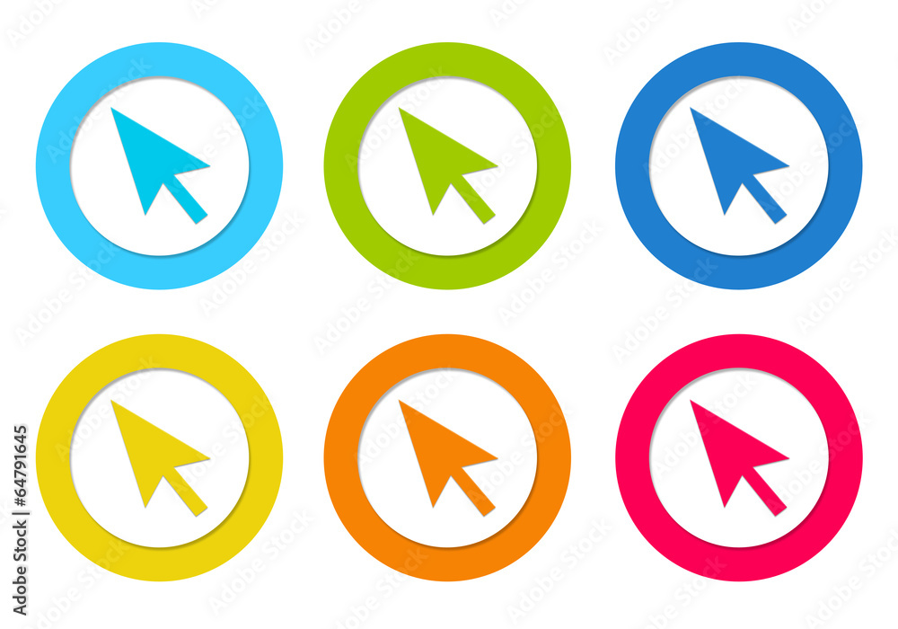 Poster set of colorful rounded icons with arrow symbol