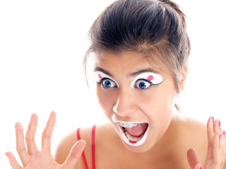 girl with japanese flag face painting
