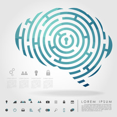 brain maze geometry with business icon