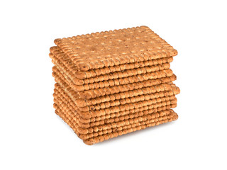 Several hard biscuits isolated on white background