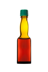 small bottle of balsam  on a white background