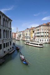Grand canal near Rialto Bridge in Venice