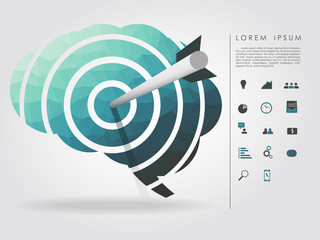 arrow on brain target with business icon