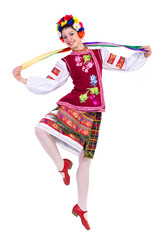 beautiful dancing girl in ukrainian polish national traditional