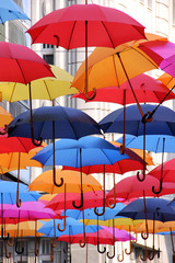 Fototapeta na wymiar Collection of colorful umbrellas