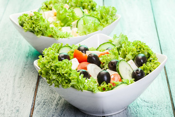 Fresh vegetable salad with cheese