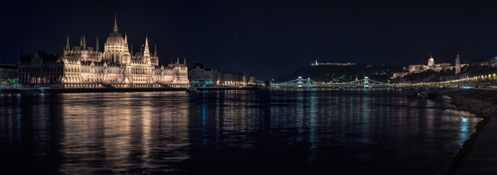 Budapest cityscape at night. Hungary
