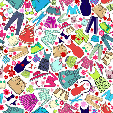 Vector pattern with ladies wear for use in design