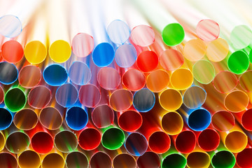 Colored Plastic Drinking Straws closeup