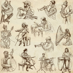Fototapeta na wymiar Musicians and Music around the World (set no. 2, paper)