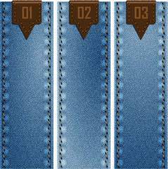 Three banners of denim texture. Vector eps10 - 64801656